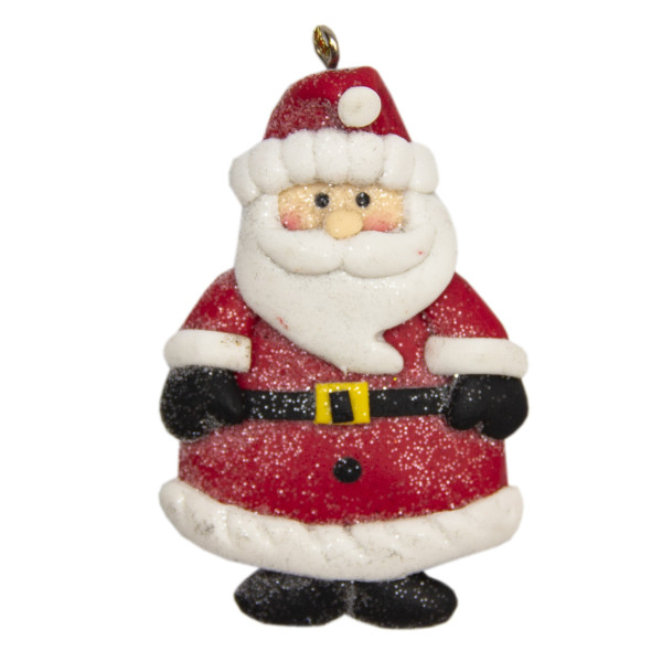 Новорічна ялинкова іграшка - фігурка Санта (Дід Мороз), 6 см, червоний, пластик (001040-8)