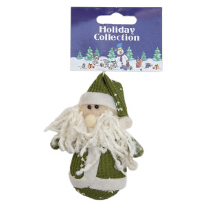 Ялинкова іграшка м'яка - Зелений Санта (Дід Мороз), 9 см, зелений, текстиль (000388-15)