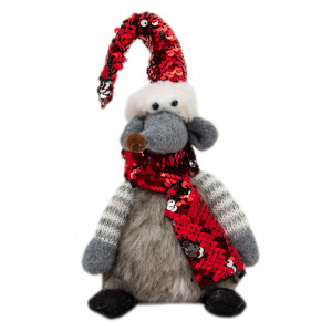 М'яка іграшка - щур з яскравим червоним ковпаком, 25 см, сірий, червоний, текстиль (460389)