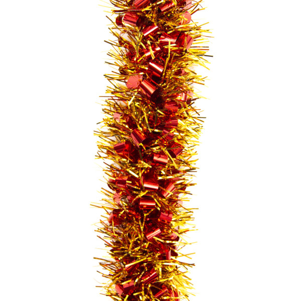 Новорічна прикраса - мішура, 200x7 см, ПВХ, червоно-золотиста (ГС-70/70/2-6)