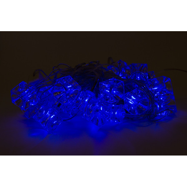 Світлодіодна гірлянда - пластикові кубики, 3,6 м, 24 л, синій, IP44 (040223)