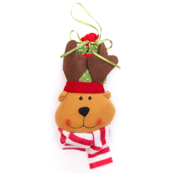 Новорічна ялинкова іграшка - фігурка Олень, 20 см, коричневий, текстиль (430482-3)