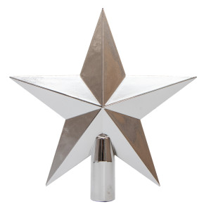 Ялинкова прикраса - верхівка на ялинку об'ємна, h-20 см, сріблястий, глянець, пластик (891657)