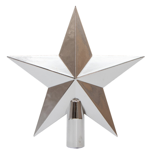 Ялинкова прикраса - верхівка на ялинку об'ємна, h-20 см, сріблястий, глянець, пластик (891657)