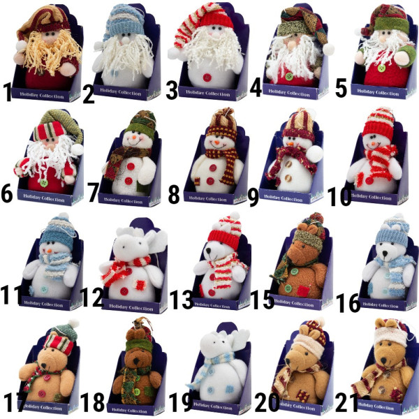 Ялинкова іграшка м'яка - Сніговик з зеленим шарфом, 14 см, білий із зеленим, текстиль (000029-7)