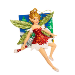 Новорічна ялинкова іграшка - фігурка Фея, 12 см, червоний, пластик (190286-3)