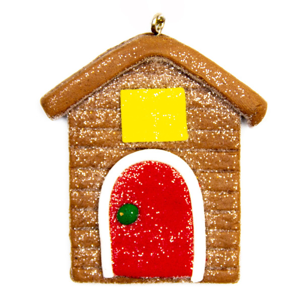 Новорічна ялинкова іграшка - фігурка Будиночок, 6 см, коричневий, пластик (001040-5)