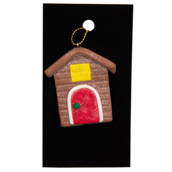 Новорічна ялинкова іграшка - фігурка Будиночок, 6 см, коричневий, пластик (001040-5)