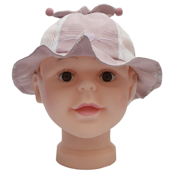 Панама дитяча з сіткою, ніжно-персиковий, 46-50 см, 2-4 роки, бавовна (517731)