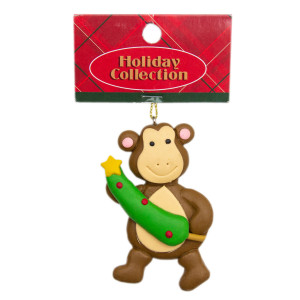 Новорічна ялинкова іграшка - фігурка Мавпочка, 9 см, коричневий, пластик (001378-5)