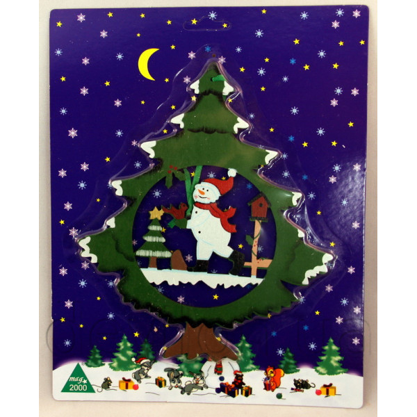 Ялинкова іграшка - Сніговик, 16,5x19,5 см, зелений, дерево (060474-2)