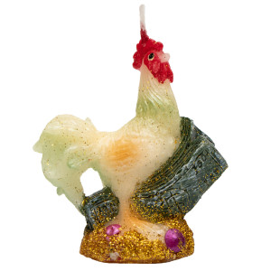 Свічка - Півник, 6,5x3,2x7,2 см, жовтий із зеленим, парафін (792122)