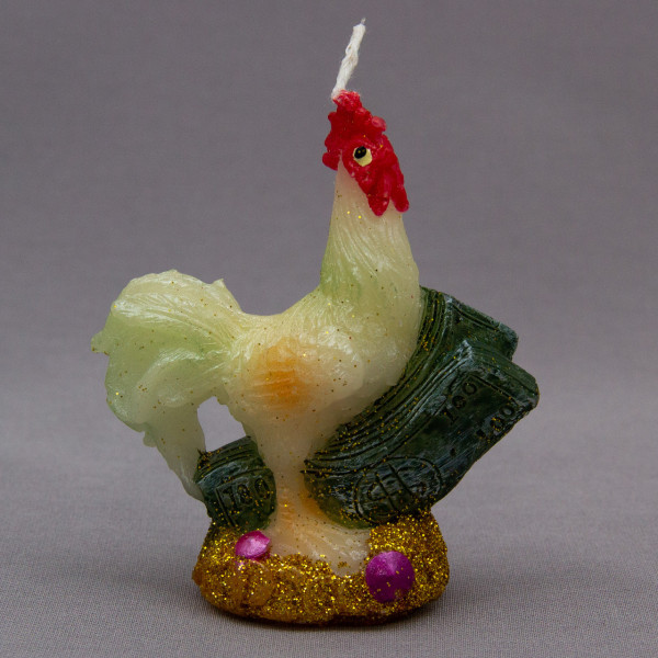 Свічка - Півник, 6,5x3,2x7,2 см, жовтий із зеленим, парафін (792122)