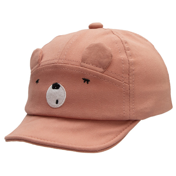 Кепка дитяча ведмедик, рожева, 43 см, 1-3 років, бавовна (517397)