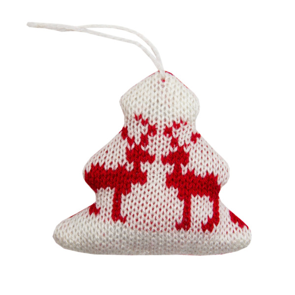 Ялинкова іграшка м'яка - Ялинка, 10 см, червоний з білим, текстиль (430062-3)