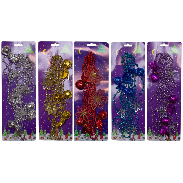 Намисто на ялинку з прикрасами, 2,7 м, червоний, пластик (472109-3)