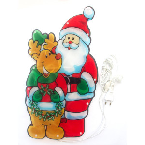 Світлодіодна декорація - Санта (Дід Мороз) та Олень, 45x23,5 см, 20л, пластик, IP20 (640157)
