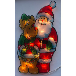 Світлодіодна декорація - Санта (Дід Мороз) та Олень, 45x23,5 см, 20л, пластик, IP20 (640157)