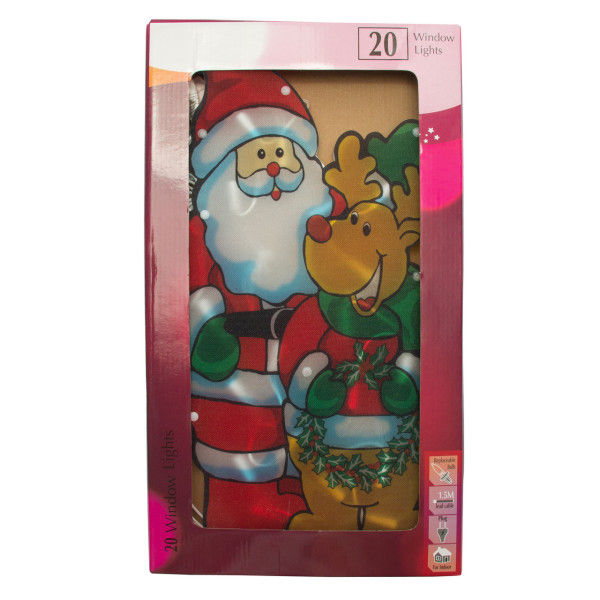 Світлодіодна декорація - Санта (Дід Мороз) та Олень, 45x23,5 см, 20л, пластик, IP20 (640157)