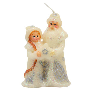 Свічка - Санта (Дід Мороз) та Снігуронька з зіркою, 7x4,5x10,3 см, білий, парафін (791361-4)