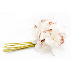 Штучний букет квітів 7 шт. міні-орхідея, 30 см, білий, тканина, пластик (631260)