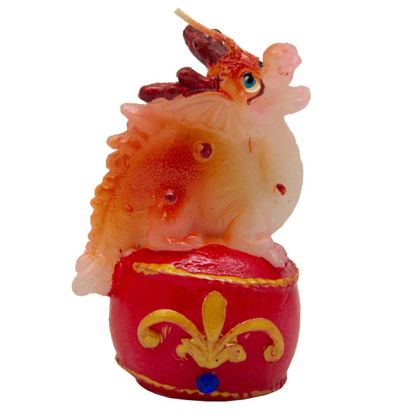 Свічка - Дракон на червоній кулі вправо, 4,6x3,7x7 см, жовтий з червоним, парафін (441228-2)