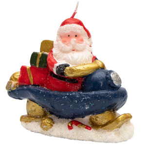 Свічка - Санта (Дід Мороз) на снігоході, 10 см, червоний з білим, парафін (791125-2)