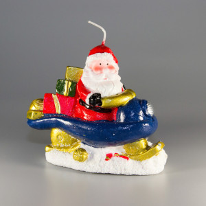 Свічка - Санта (Дід Мороз) на снігоході, 10 см, червоний з білим, парафін (791125-2)