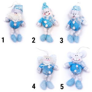 Ялинкова іграшка м'яка на підвісці - Олень, 15 см, блакитний, текстиль (180028-5)