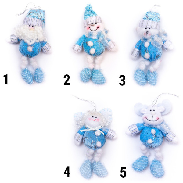 Ялинкова іграшка м'яка на підвісці - Олень, 15 см, блакитний, текстиль (180028-5)