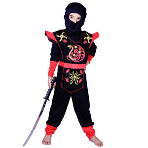 Дитячий карнавальний костюм ніндзя, зріст 92-104 см, чорний, віскоза, поліестер (ЕЕ208А)