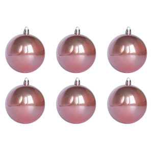 Набір ялинкових іграшок - кулі, 6 шт, D8 см, помаранчевий, перламутровий, пластик (891299)