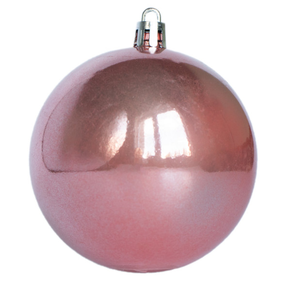 Набір ялинкових іграшок - кулі, 6 шт, D8 см, помаранчевий, перламутровий, пластик (891299)