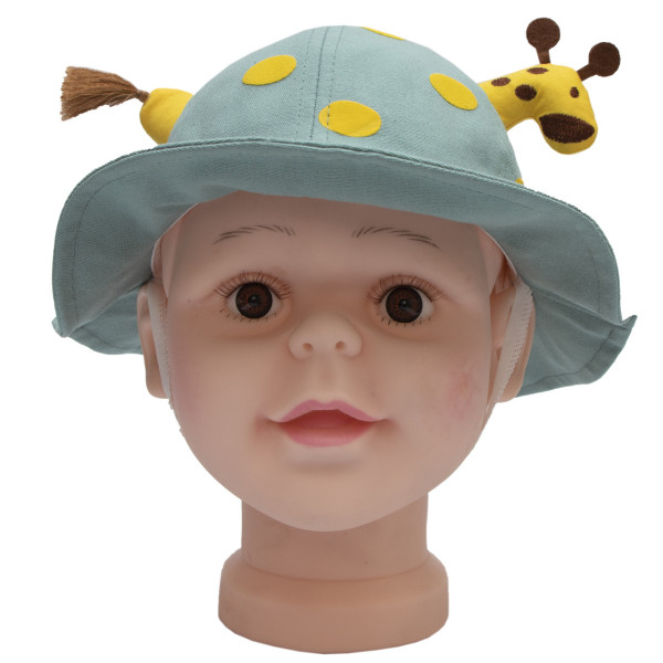 Панама дитяча з жирафом, блакитно-сірий, 46-50 см, 3-6 років, бавовна (517786)