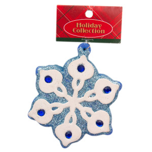 Новорічна ялинкова іграшка - фігурка Сніжинка, 13 см, синій, пінопласт (000562-7)