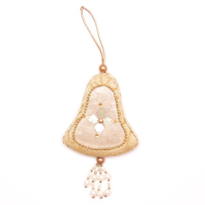 Ялинкова іграшка м'яка - Дзвіночок, 10 см, бежевий, текстиль (430130-1)