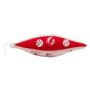 Ялинкова іграшка м'яка - Бурулька, 15 см, червоний з білим, текстиль (430017-4)