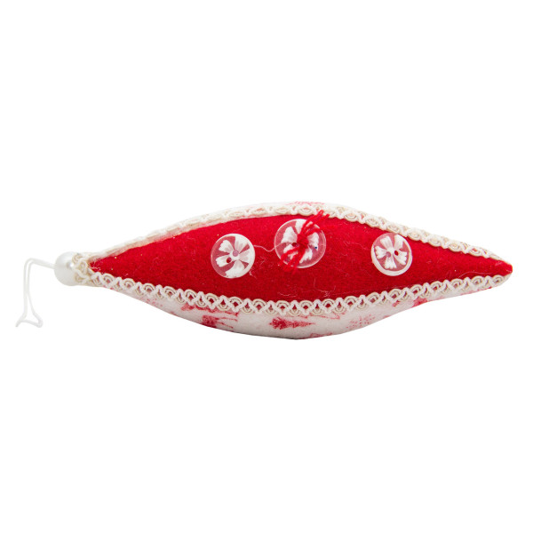 Ялинкова іграшка м'яка - Бурулька, 15 см, червоний з білим, текстиль (430017-4)