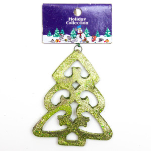 Ялинкова іграшка на підвісці - Зелена ялинка, 10 см, зелений, метал (000722-12)