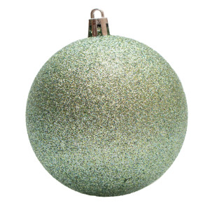 Набір ялинкових іграшок - кулі, 6 шт, D8 см, м'ятний, гліттер, пластик (891305)