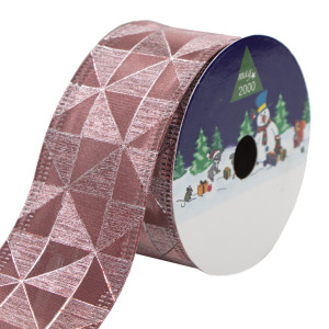 Декоративна прикраса - стрічка в рулоні, 3 м, 4 см, рожевий, поліестер (080754-9)