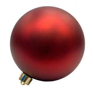 Велика ялинкова іграшка - куля, 25 см, червона, матова, пластик (034185)