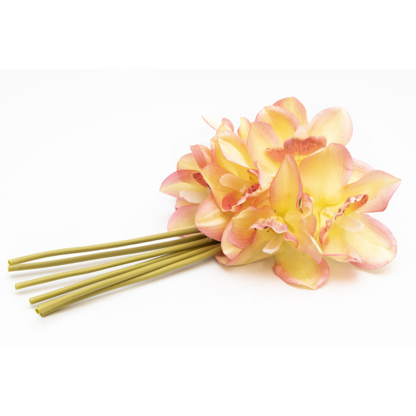 Штучний букет квітів 7 шт. міні-орхідея, 30 см, рожева, тканина, пластик (631307)