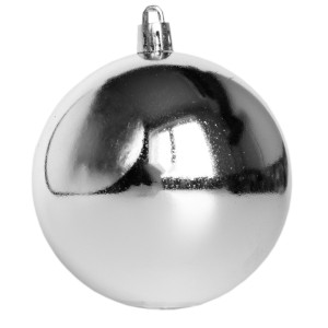 Набір ялинкових іграшок - кулі, 6 шт, D8 см, сріблястий, глянець, пластик (890810)