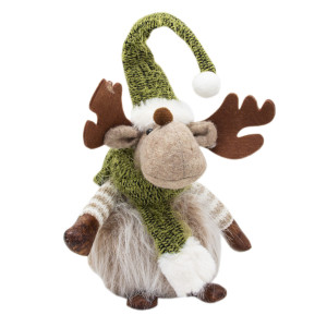 М'яка новорічна фігурка Олень, 20x14x38 см, коричневий, текстиль (460358)