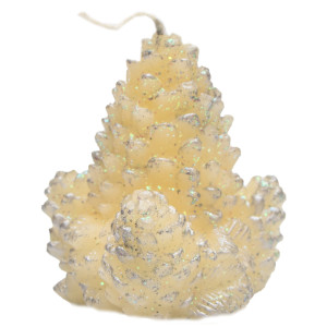 Свічка - Шишка, 7,2x7x7,2 см, білий зі сріблястим, парафін (791439)