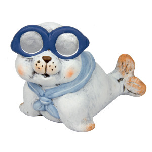 Садова декорація - морський котик, 16,5x15x9,5 см, білий, кераміка (820245) для декору та інтер'єру (820245)