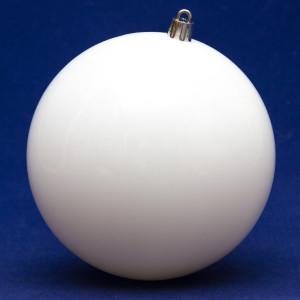 Ялинкова іграшка - куля, D12 см, біла, глянець, пластик (891428)