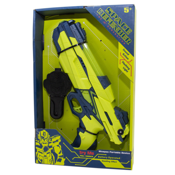 Іграшка дитяча - космічний бластер, 28,5 см, світло, звук, жовтий, пластик (242606)