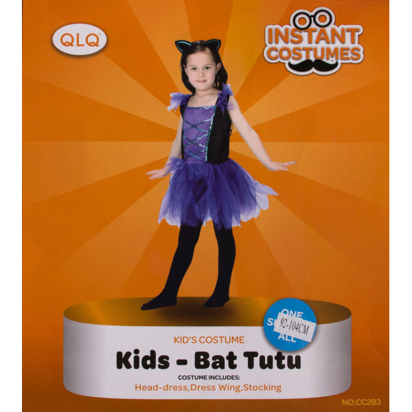 Дитячий карнавальний костюм кажана для дівчинки, зріст 110-120 см, чорний, віскоза, поліестер (CC283B)